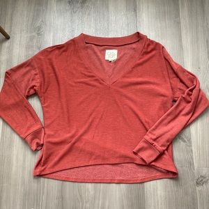 Burnt orange evereve lounge cozy top size Medium